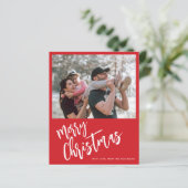 Budget Merry kerstfoto Red Holiday Kaart (Staand voorkant)
