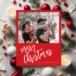 Budget Merry kerstfoto Red Holiday Kaart