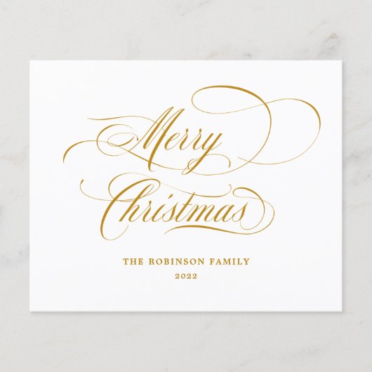 Budget Merry KerstGold Script Typografie (Voorkant)