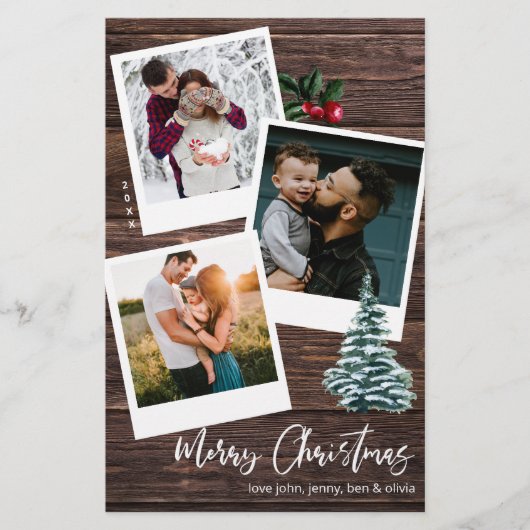 Budget Merry Kerstmis 3 Onmiddellijke Foto Rustic  (Voorkant)