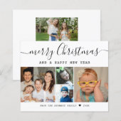 Budget Merry Kerstmis 5 Familie Foto Collage (Voorkant / Achterkant)