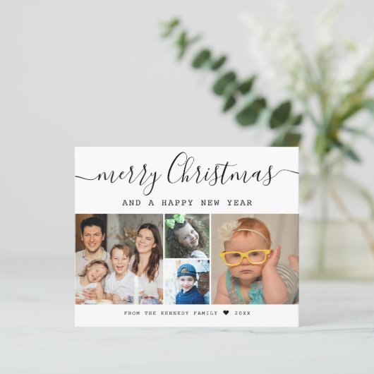 Budget Merry Kerstmis 5 Familie Foto Collage (Staand voorkant)