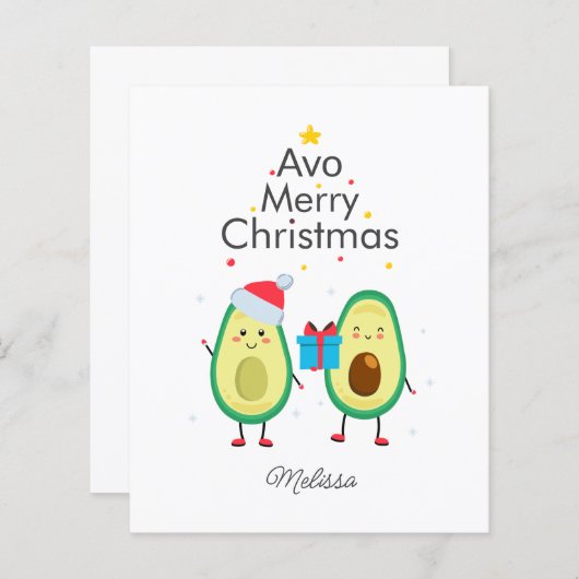 Budget Merry Kerstmis Avocado Gag Custom Card (Voorkant / Achterkant)