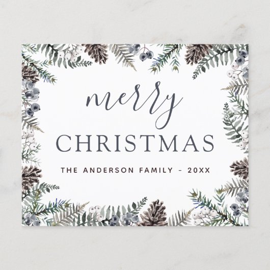 Budget Merry Kerstmis Blauwe Greenery (Voorkant)