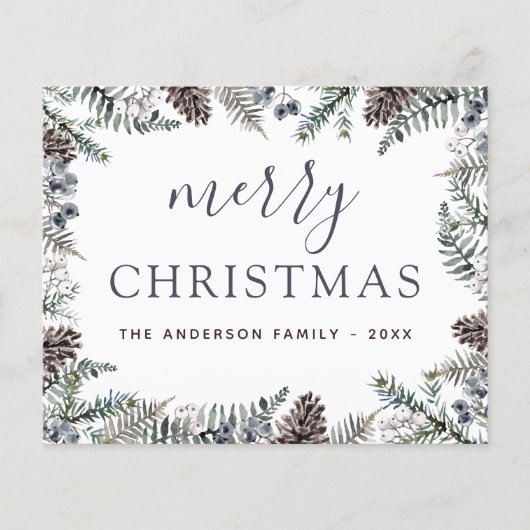 Budget Merry Kerstmis Blauwe Greenery Flyer (Voorkant)