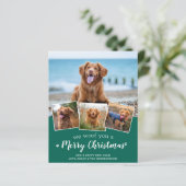 Budget Merry Kerstmis Dog Pet Foto Holiday Kaart (Staand voorkant)