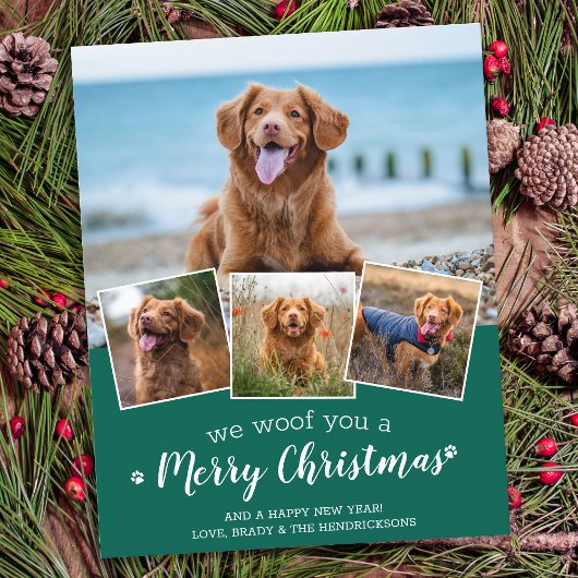 Budget Merry Kerstmis Dog Pet Foto Holiday Kaart