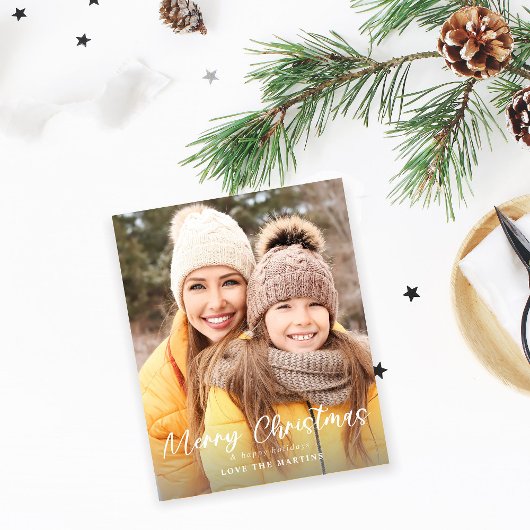 Budget Merry Kerstmis Fun Script-foto Verticaal Flyer