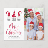 Budget Merry Kerstmis Gnomes Photo Holiday Card (Voorkant)