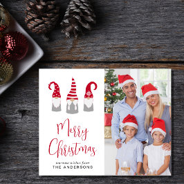 Budget Merry Kerstmis Gnomes Photo Holiday Card