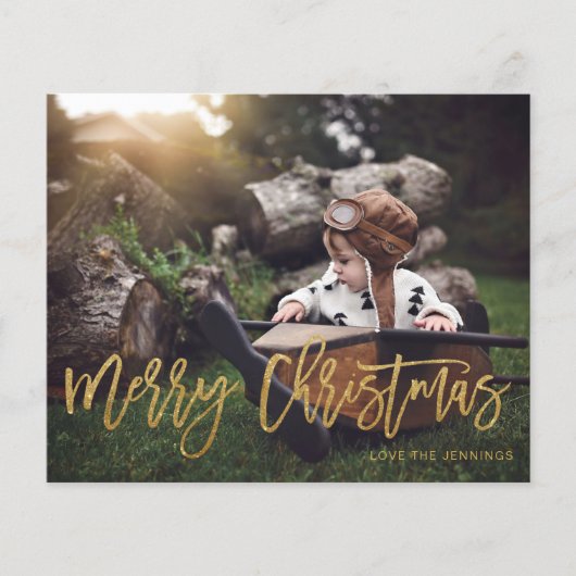 Budget Merry Kerstmis Gold Glitter-script Foto (Voorkant)