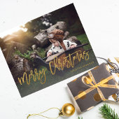 Budget Merry Kerstmis Gold Glitter Script Foto F Flyer