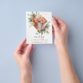 Budget Merry Kerstmis Gold Greenery Foto Holiday Flyer (Hand)