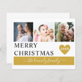 Budget Merry Kerstmis Gold Heart 3 Foto Collage (Voorkant / Achterkant)