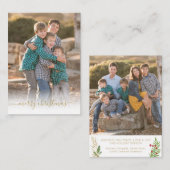 Budget Merry Kerstmis Gold Script Photo Holiday Notitiekaartje (Voorkant / Achterkant)