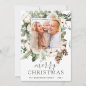 Budget Merry Kerstmis Greenery Foto Holiday Feestdagenkaart (Voorkant)