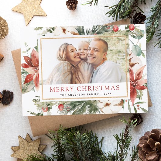 Budget Merry Kerstmis Greenery Foto Holiday Flyer
