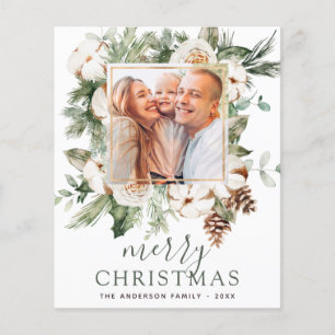 Budget Merry Kerstmis Greenery Foto Holiday Flyer