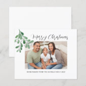 Budget Merry Kerstmis Greenery Foto Holiday Kaart (Voorkant / Achterkant)