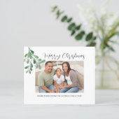 Budget Merry Kerstmis Greenery Foto Holiday Kaart (Staand voorkant)