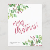 Budget Merry Kerstmis greenery foto Holiday Kaart (Voorkant)