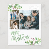 Budget Merry Kerstmis greenery foto Holiday Kaart (Voorkant)