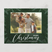 Budget Merry Kerstmis Greenery Foto Holiday Kaart (Voorkant)
