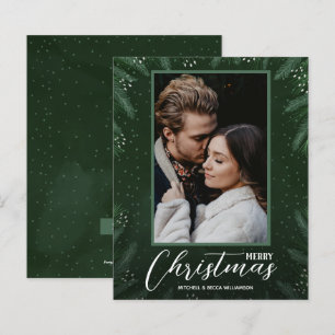 Budget Merry Kerstmis Greenery Foto Holiday Kaart