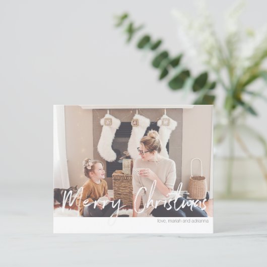 Budget Merry Kerstmis Moderne Handschriftenfoto (Staand voorkant)