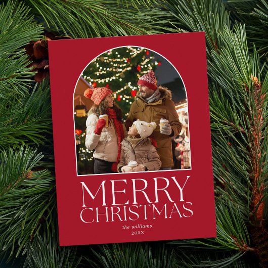 Budget Merry Kerstmis Moderne Minimalistische Foto Feestdagenkaart