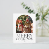 Budget Merry Kerstmis Moderne Minimalistische Foto Feestdagenkaart (Staand voorkant)