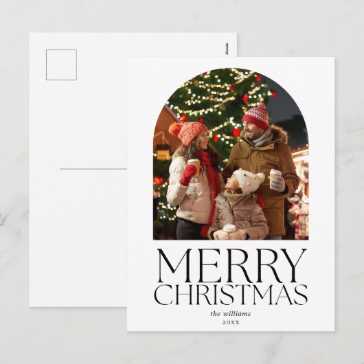 Budget Merry Kerstmis Moderne Minimalistische Foto Feestdagenkaart (Voorkant / Achterkant)