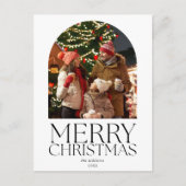 Budget Merry Kerstmis Moderne Minimalistische Foto Feestdagenkaart (Voorkant)