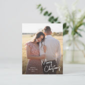 Budget Merry Kerstmis Script Photo Holiday Kaart (Staand voorkant)