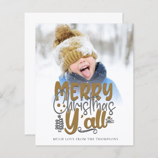 Budget Merry Kerstmis Y'All Photo Artsy Script (Voorkant / Achterkant)