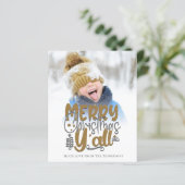 Budget Merry Kerstmis Y'All Photo Artsy Script (Staand voorkant)