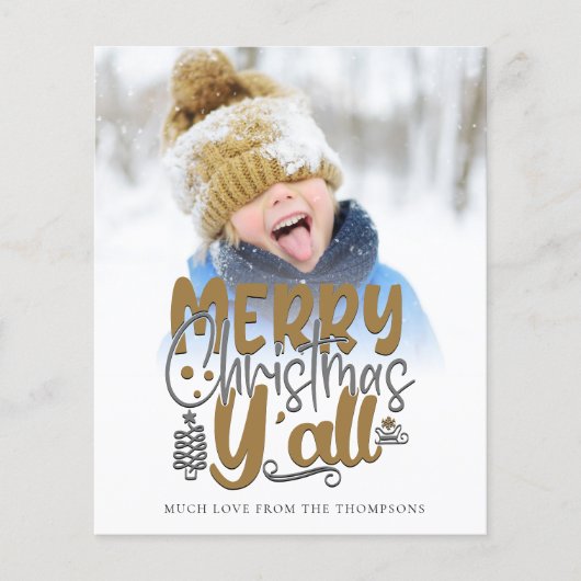 Budget Merry Kerstmis Y'All Photo Artsy Script (Voorkant)