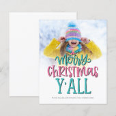 Budget Merry Kerstmis Y'All Photo Script Kaart (Voorkant / Achterkant)