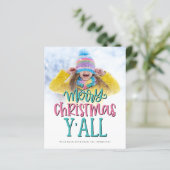 Budget Merry Kerstmis Y'All Photo Script Kaart (Staand voorkant)
