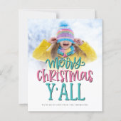 Budget Merry Kerstmis Y'All Photo Script Kaart (Voorkant)