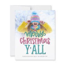 Budget Merry Kerstmis Y'All Photo Script Kaart