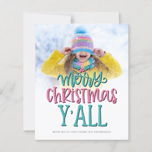 Budget Merry Kerstmis Y'All Photo Script Kaart (Voorkant)