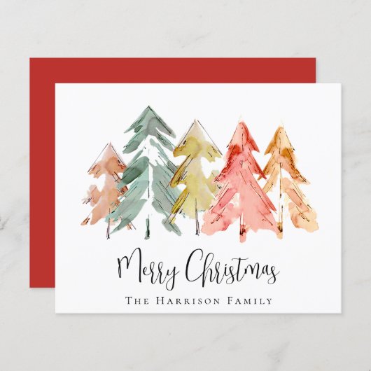 Budget Merry kerstpine Tree-Waterverf (Voorkant / Achterkant)