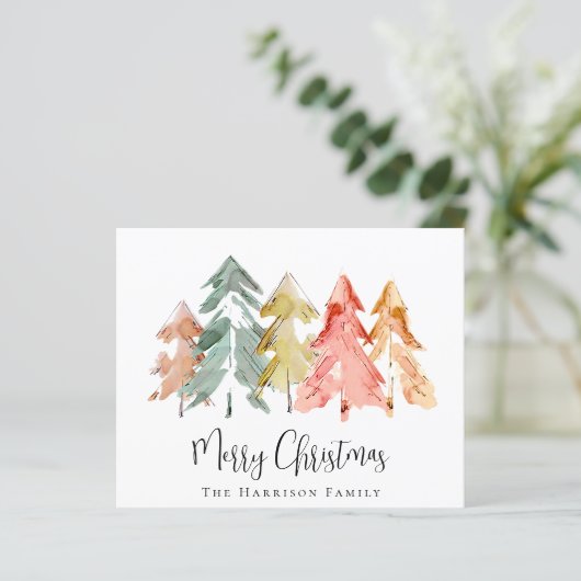 Budget Merry kerstpine Tree-Waterverf (Staand voorkant)