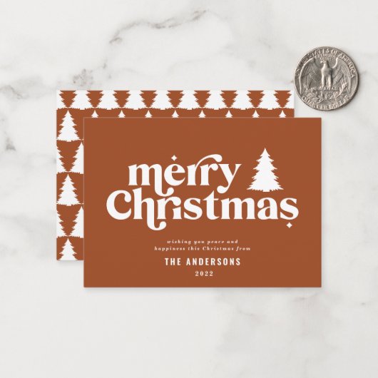 budget Merry Kerstry niet-foto-feestdag Notitiekaartje (Voorkant / Achterkant in situ)