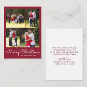 Budget Merry Kerstscript 4 Foto Red Holly Notitiekaartje (Voorkant / Achterkant)