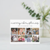 Budget Merry kerstscript 8 Photo Holiday Kaart (Staand voorkant)