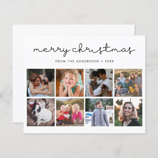 Budget Merry kerstscript 8 Photo Holiday Kaart (Voorkant / Achterkant)