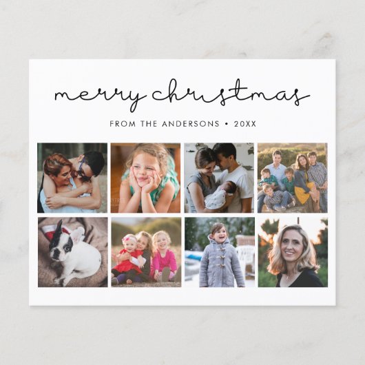 Budget Merry kerstscript 8 Photo Holiday Kaart (Voorkant)