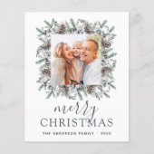 Budget Merry kersttusty Blue Photo Holiday Flyer (Voorkant)